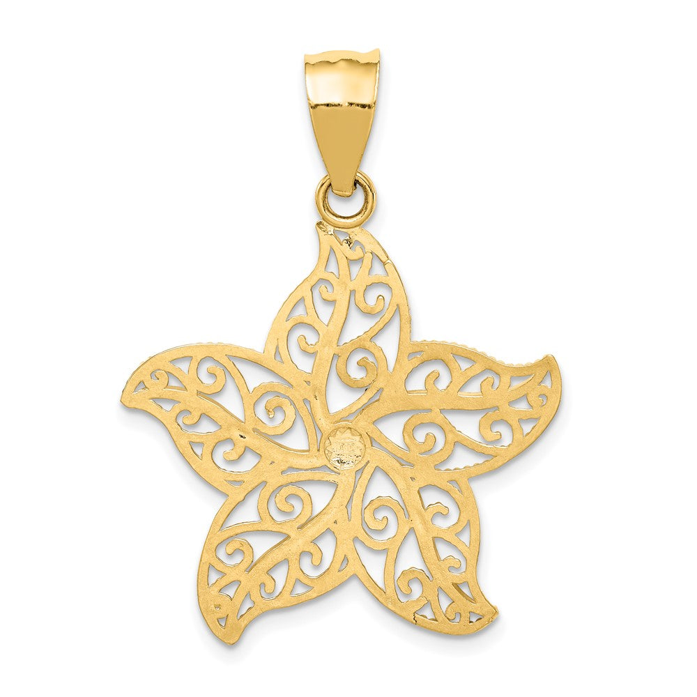 14k Gelbgold Filigran-Seestern-Anhänger