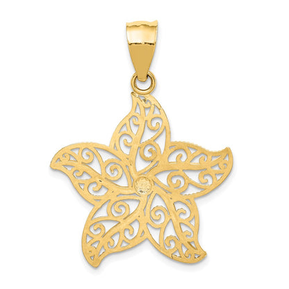 14k Gelbgold Filigran-Seestern-Anhänger