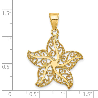 14k Gelbgold Filigran-Seestern-Anhänger