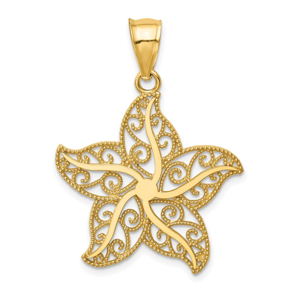 14k Gelbgold Filigran-Seestern-Anhänger