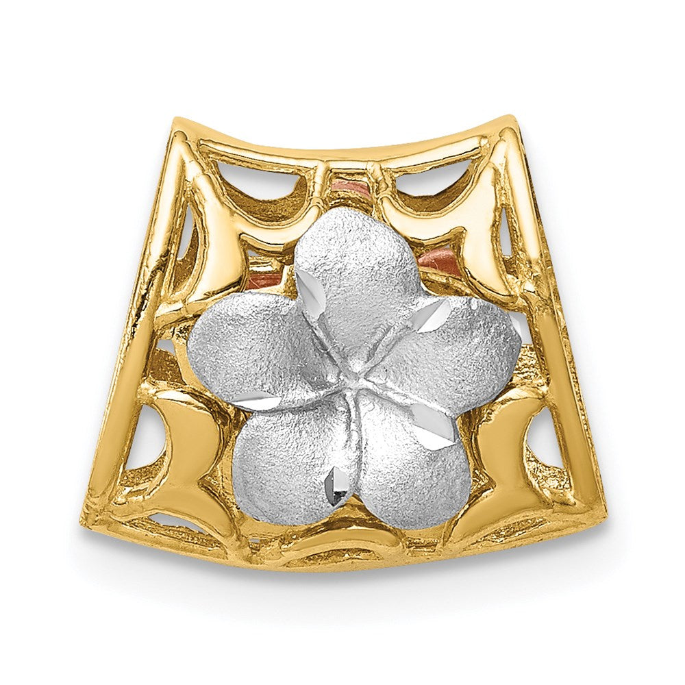 14K Tricolor Gold Wendbar Plumeria Anhänger