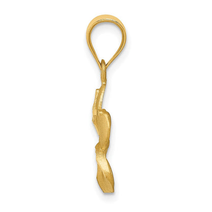 14K Gelbgold Diamantiert Plumeria Anhänger