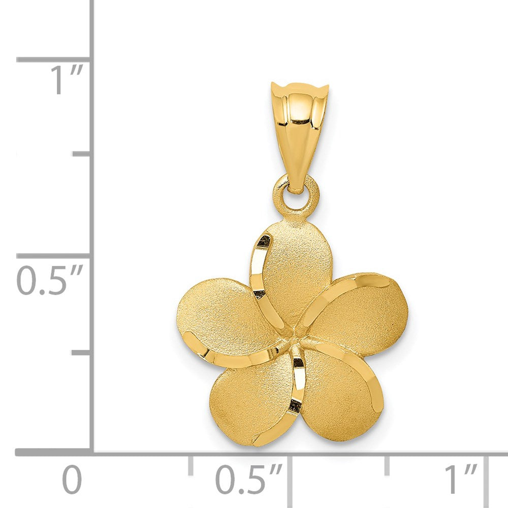 14K Gelbgold Diamantiert Plumeria Anhänger
