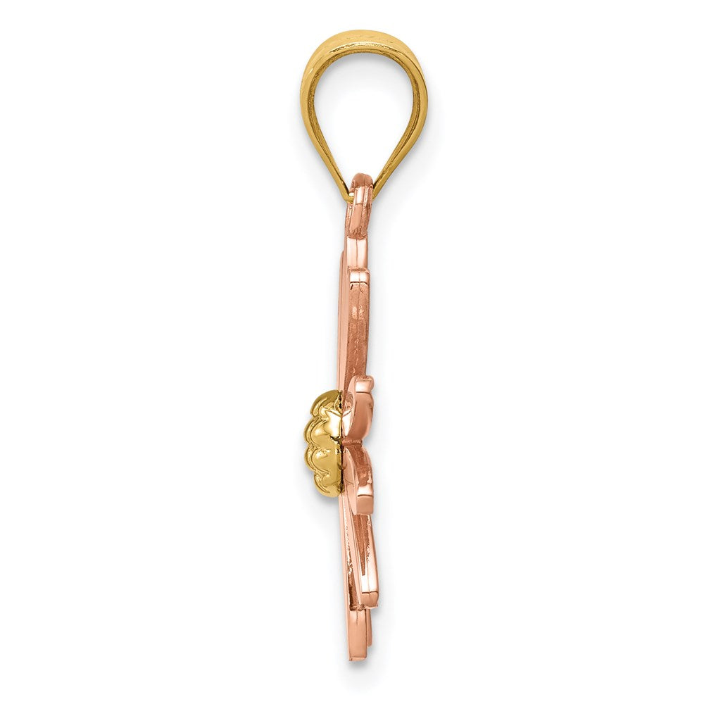 14K Bicolor-Gold Gänseblümchen-Anhänger aus Rosé- und Gelbgold