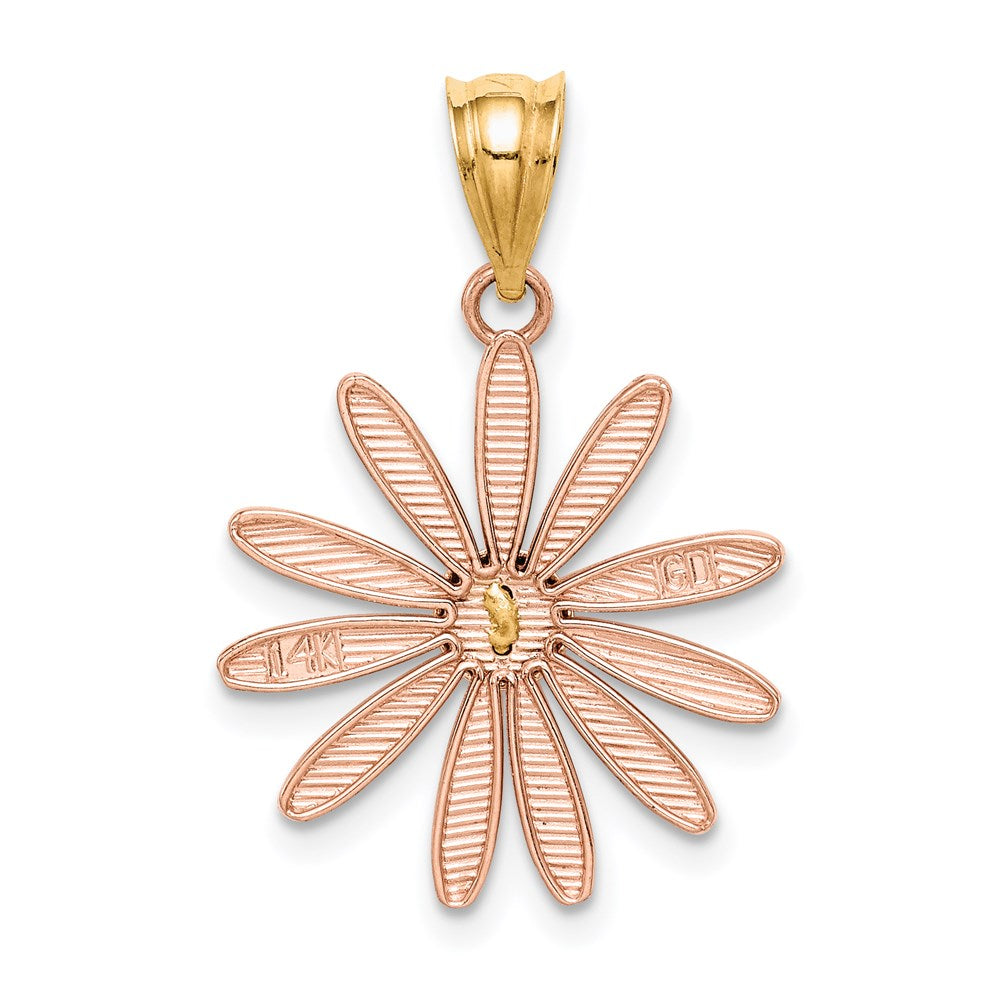 14K Bicolor-Gold Gänseblümchen-Anhänger aus Rosé- und Gelbgold