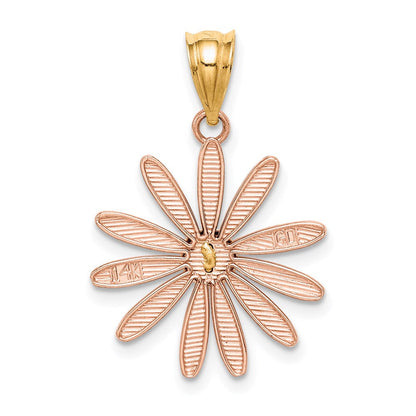 14K Bicolor-Gold Gänseblümchen-Anhänger aus Rosé- und Gelbgold