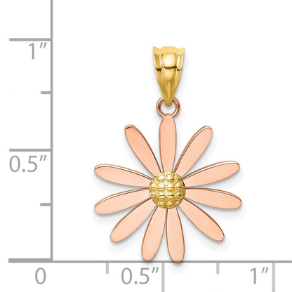 14K Bicolor-Gold Gänseblümchen-Anhänger aus Rosé- und Gelbgold