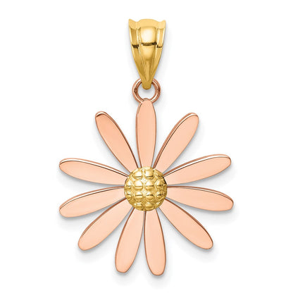 14K Bicolor-Gold Gänseblümchen-Anhänger aus Rosé- und Gelbgold