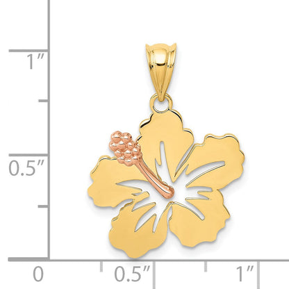 14K Bicolor Gelbgold und Roségold Hibiskusblüten-Anhänger