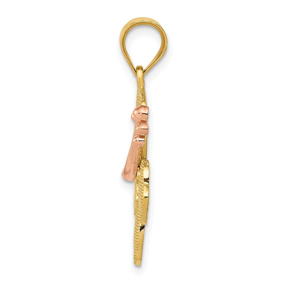 14K Bicolor Gold Gelb/Rosé Hibiskus-Charm