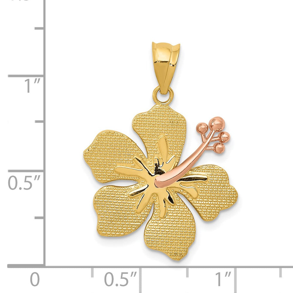 14K Bicolor Gold Gelb/Rosé Hibiskus-Charm