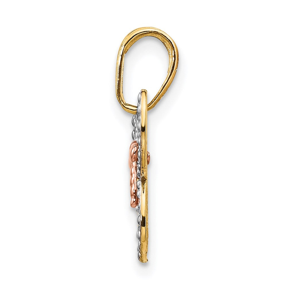 14K Bicolor mit Weiß Rhodium Diamantiert Schmetterling Anhänger