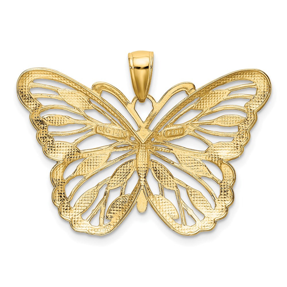 14K Gelbgold und Rhodium mit Schmetterling-Anhänger aus Rhodium