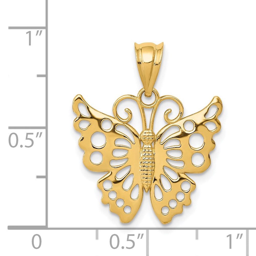14K Gelbgold Schmetterling Anhänger