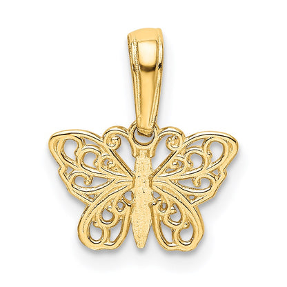 14K Gelbgold Poliert Filigran Schmetterling Charm