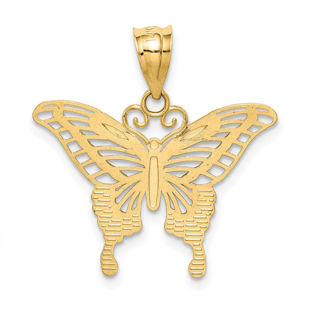 14K Gelb & Rhodium und Diamantiert Schmetterling Anhänger