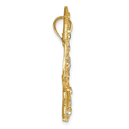 14K Gelbgold mit Rhodium-Beschichtung, diamantgeschliffener Schmetterlings-Anhänger