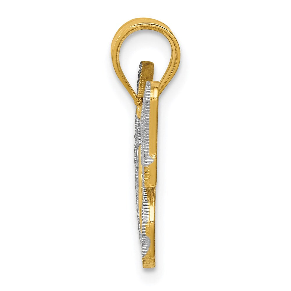 14K Gelb- & Rhodiumgold mit Rhodium-Schmetterlingsanhänger