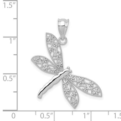 14K Weißgold Filigran Libelle Anhänger