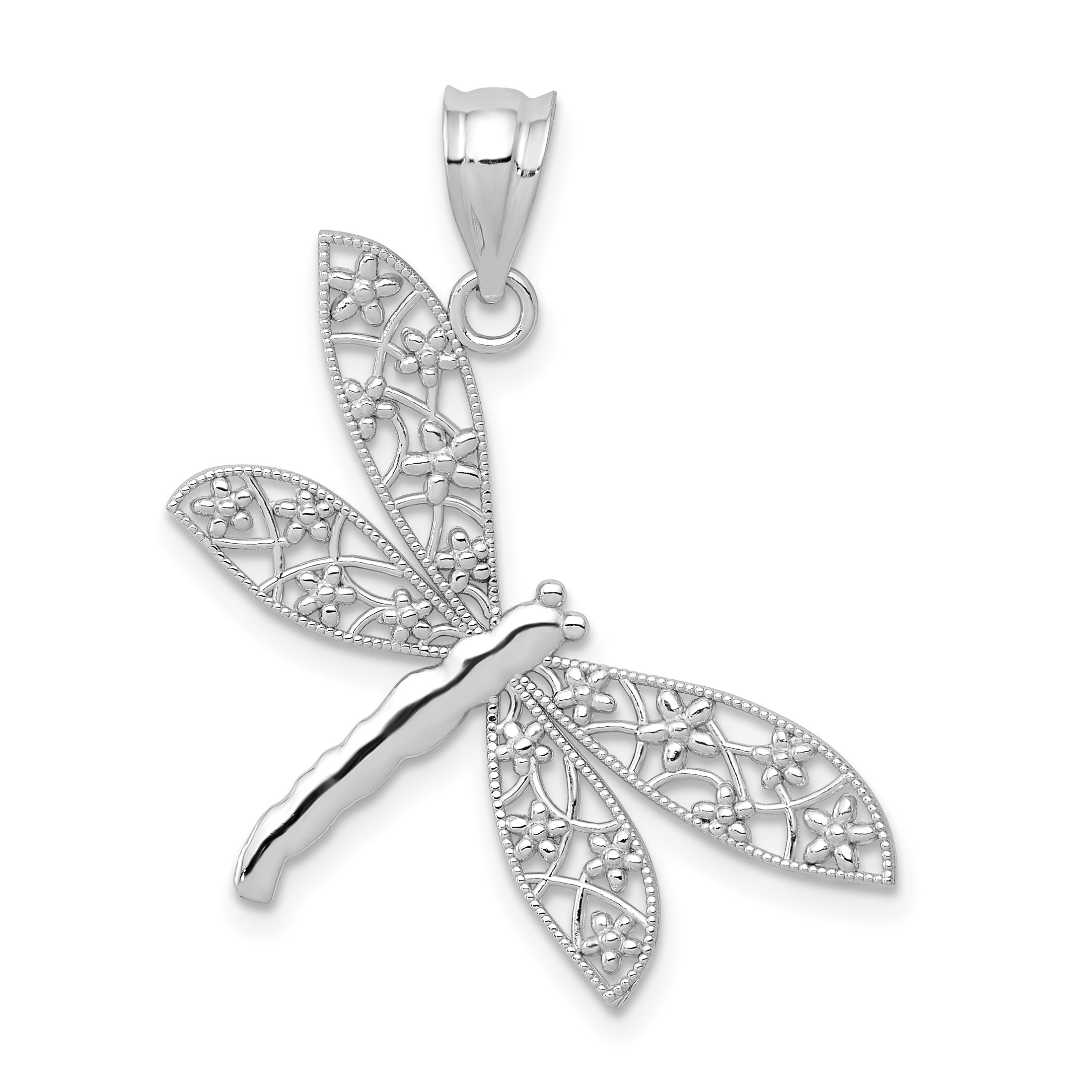 14K Weißgold Filigran Libelle Anhänger