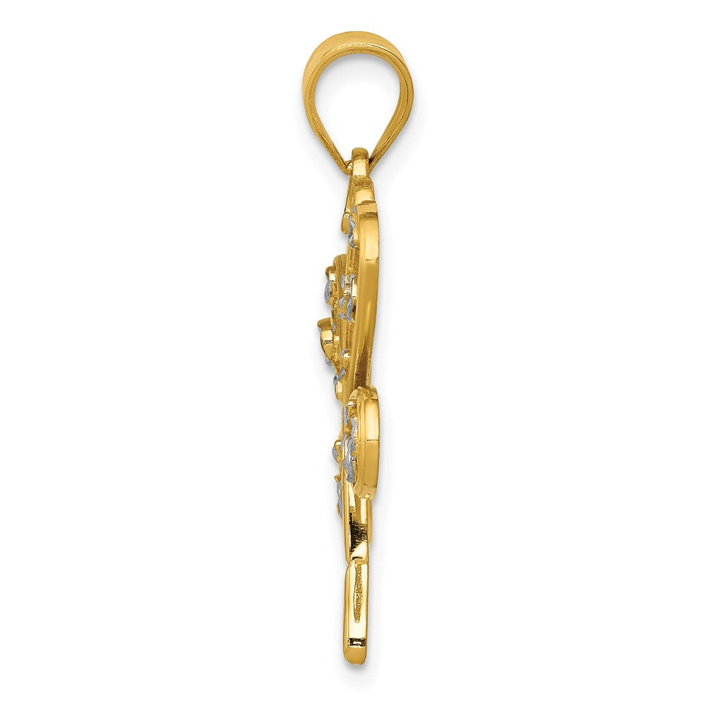 14K Gelb- & Rhodiumgold Diamantgeschliffener Libellen-Anhänger
