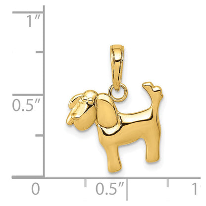 14K Gelbgold Poliert Hund Charm