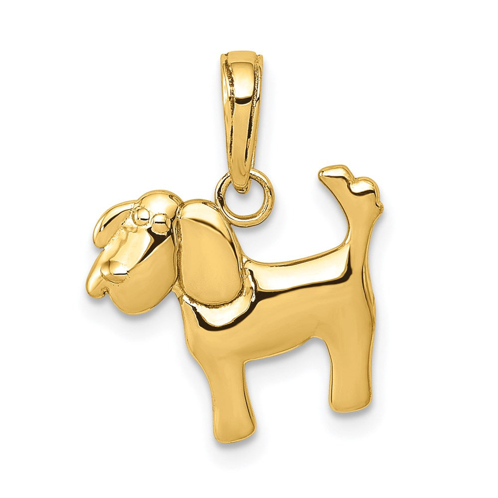14K Gelbgold Poliert Hund Charm