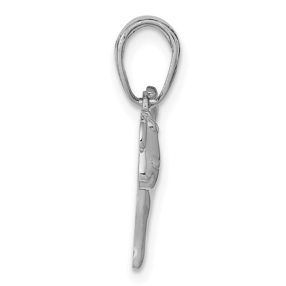14K Weißgold Poliert Hund Charm