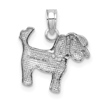 14K Weißgold Poliert Hund Charm