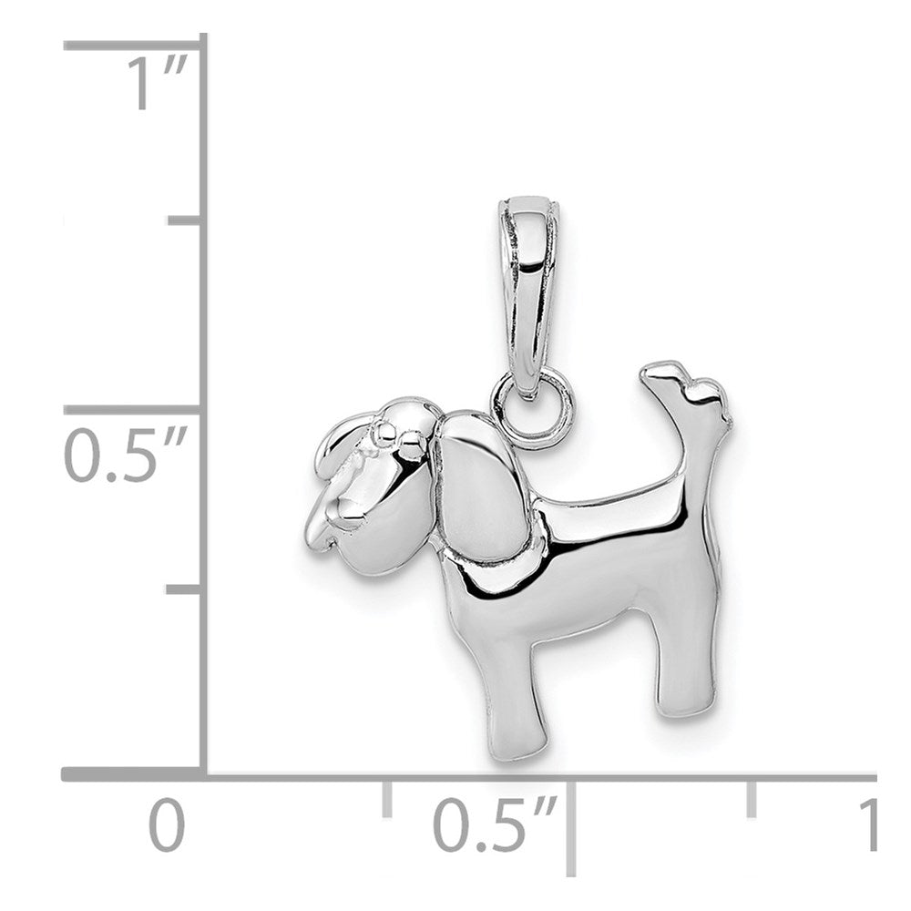 14K Weißgold Poliert Hund Charm