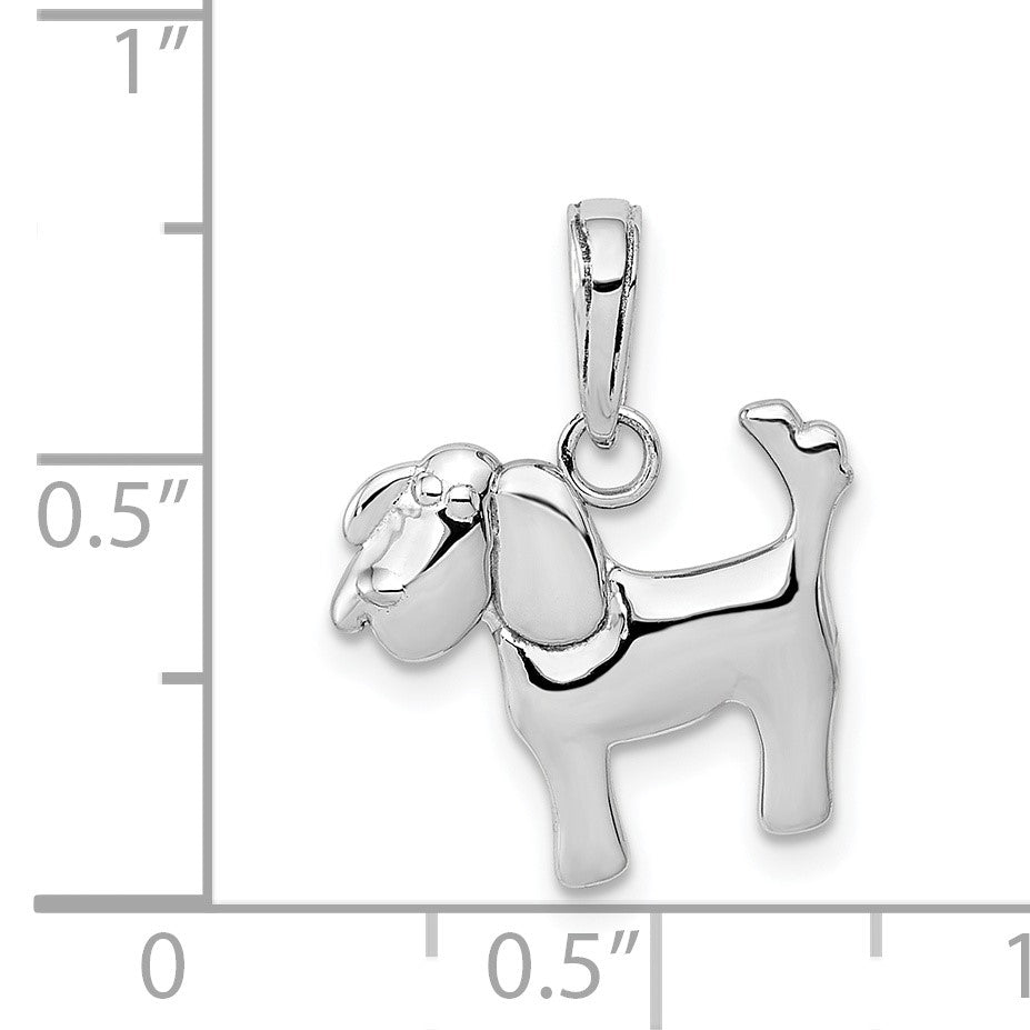 10K Weißgold Poliert Hund Charm