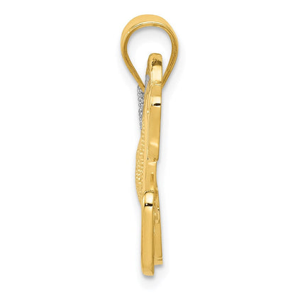 14K Gelbgold mit Rhodium, Filigran-Pferdeanhänger mit Rhodium
