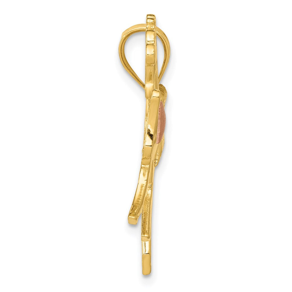 14K Bicolor Gold Pferd mit Herz Charm aus Gelbgold und Roségold