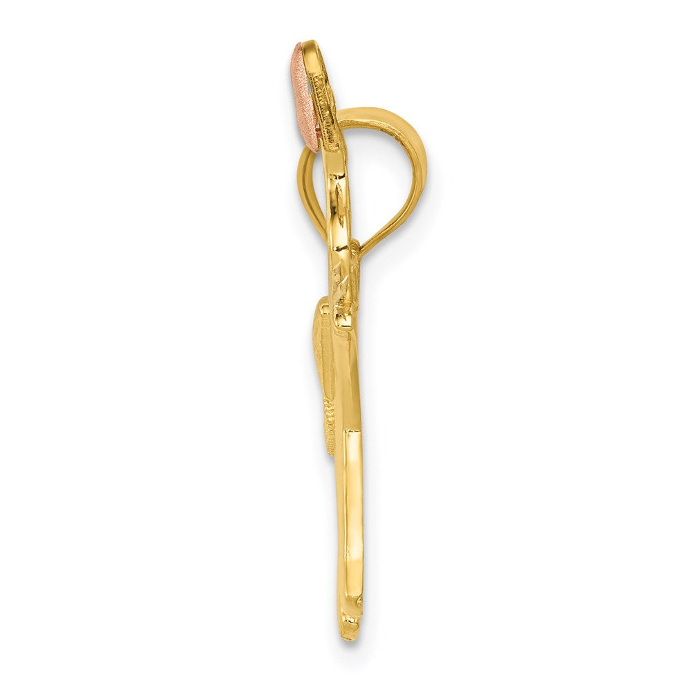 14 Karat Bicolor-Gold mit Weißrhodium diamantbesetzter Elefanten-Anhänger mit Herz
