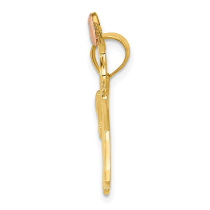 14 Karat Bicolor-Gold mit Weißrhodium diamantbesetzter Elefanten-Anhänger mit Herz