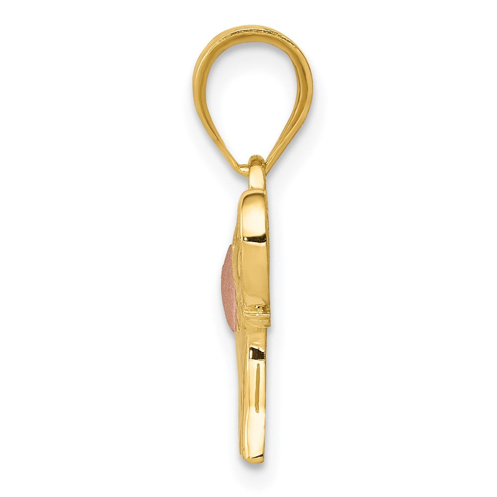 14K Bicolor Gelb und Roségold Elefant mit Herz Charm