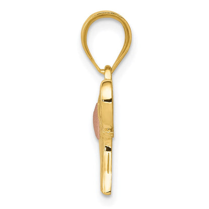 14K Bicolor Gelb und Roségold Elefant mit Herz Charm