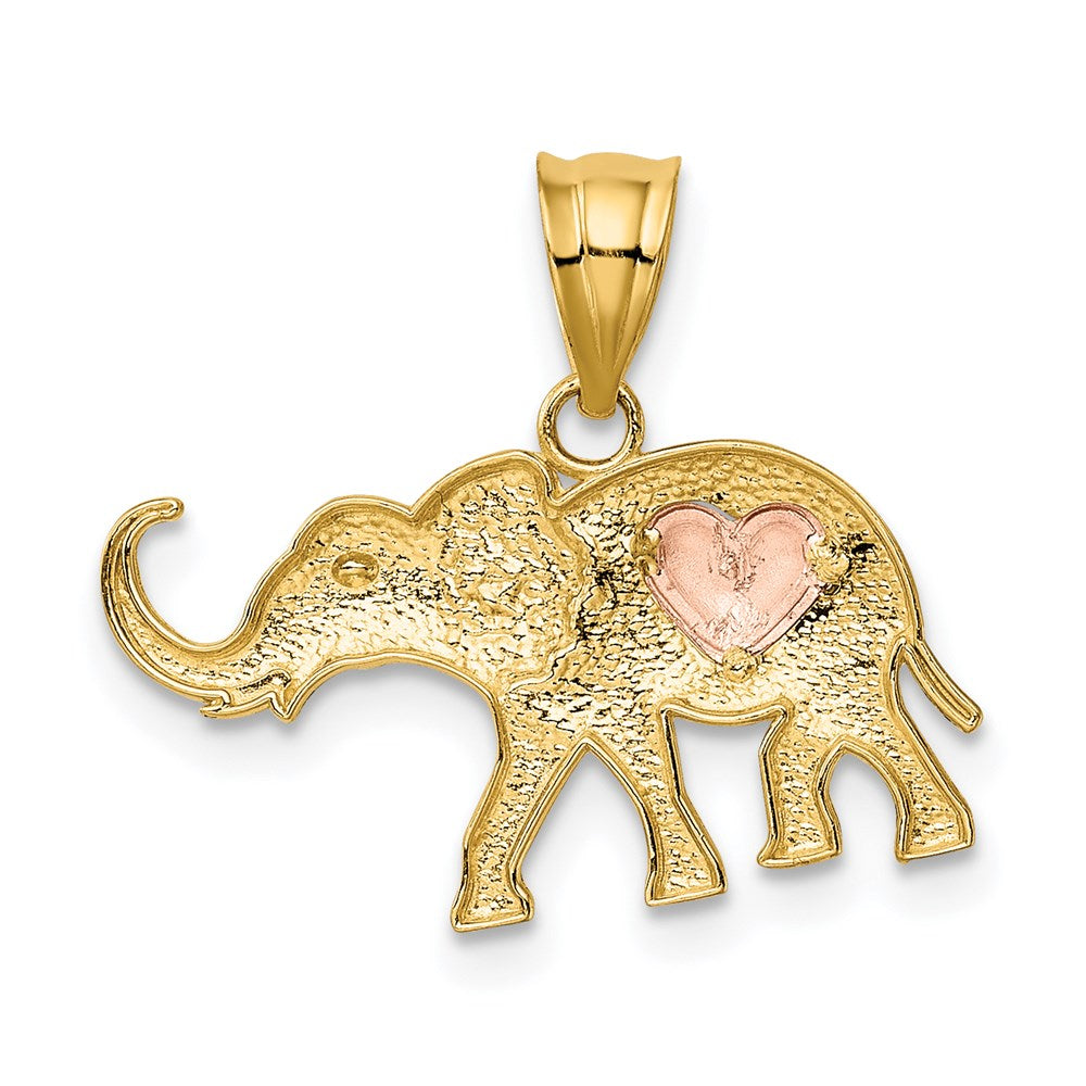 14K Bicolor Gelb und Roségold Elefant mit Herz Charm