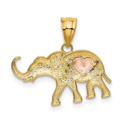 14K Bicolor Gelb und Roségold Elefant mit Herz Charm