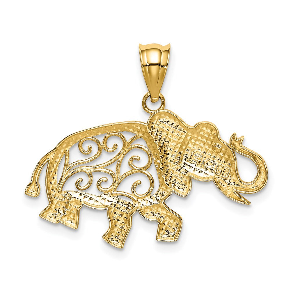 14K Gelbgold Elefant-Anhänger mit Filigranarbeit