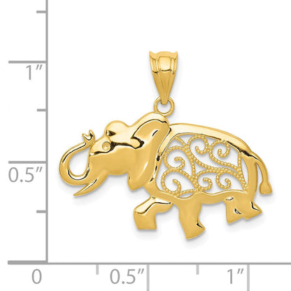 14K Gelbgold Elefant-Anhänger mit Filigranarbeit