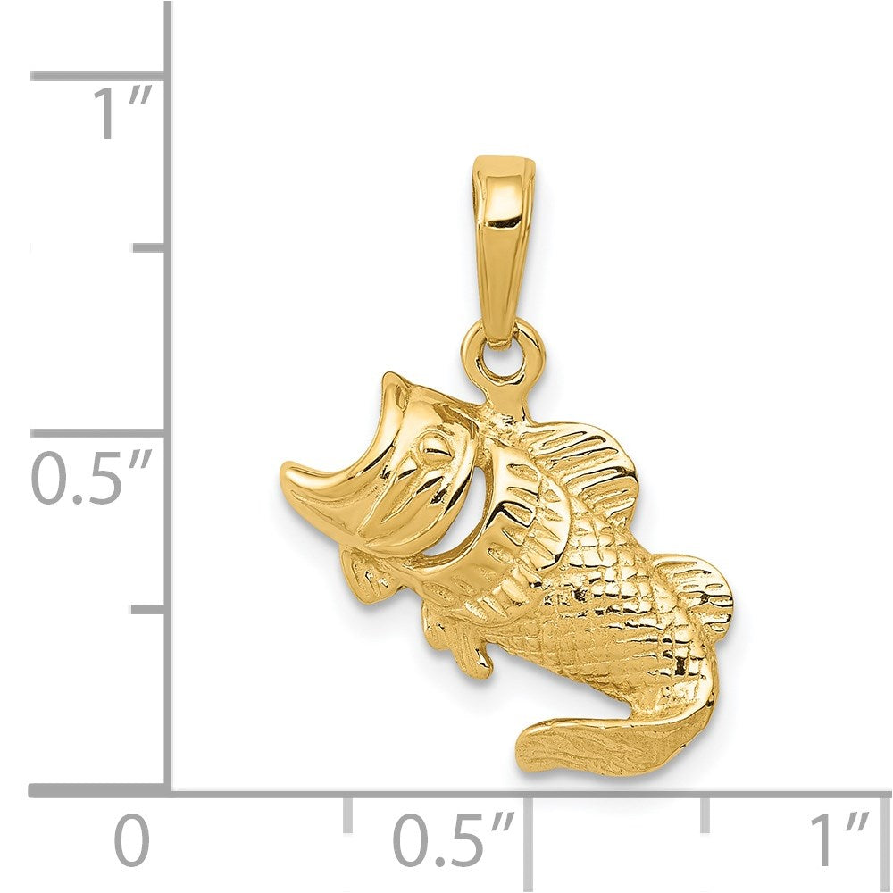14K Gelbgold Kleiner Fisch-Charm