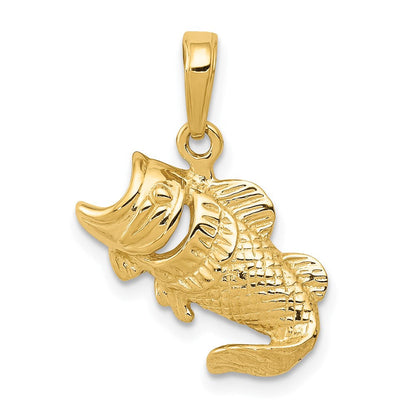 14K Gelbgold Kleiner Fisch-Charm