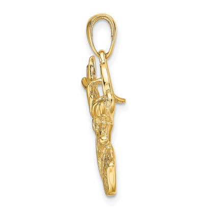 14K Gelbgold Polierter Hirschkopf-Charm