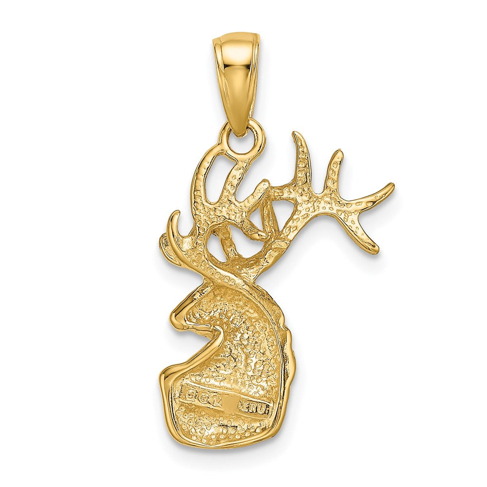 14K Gelbgold Polierter Hirschkopf-Charm