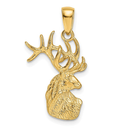 14K Gelbgold Polierter Hirschkopf-Charm