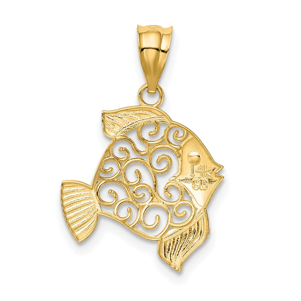 14K Gelbgold Filigran Fisch Anhänger