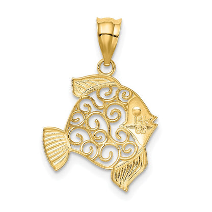 14K Gelbgold Filigran Fisch Anhänger
