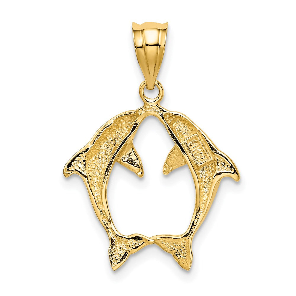 14K Gelbgold Anhänger mit zwei Delfinen