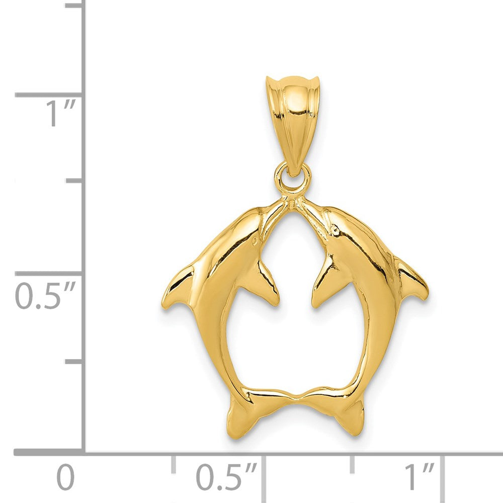 14K Gelbgold Anhänger mit zwei Delfinen